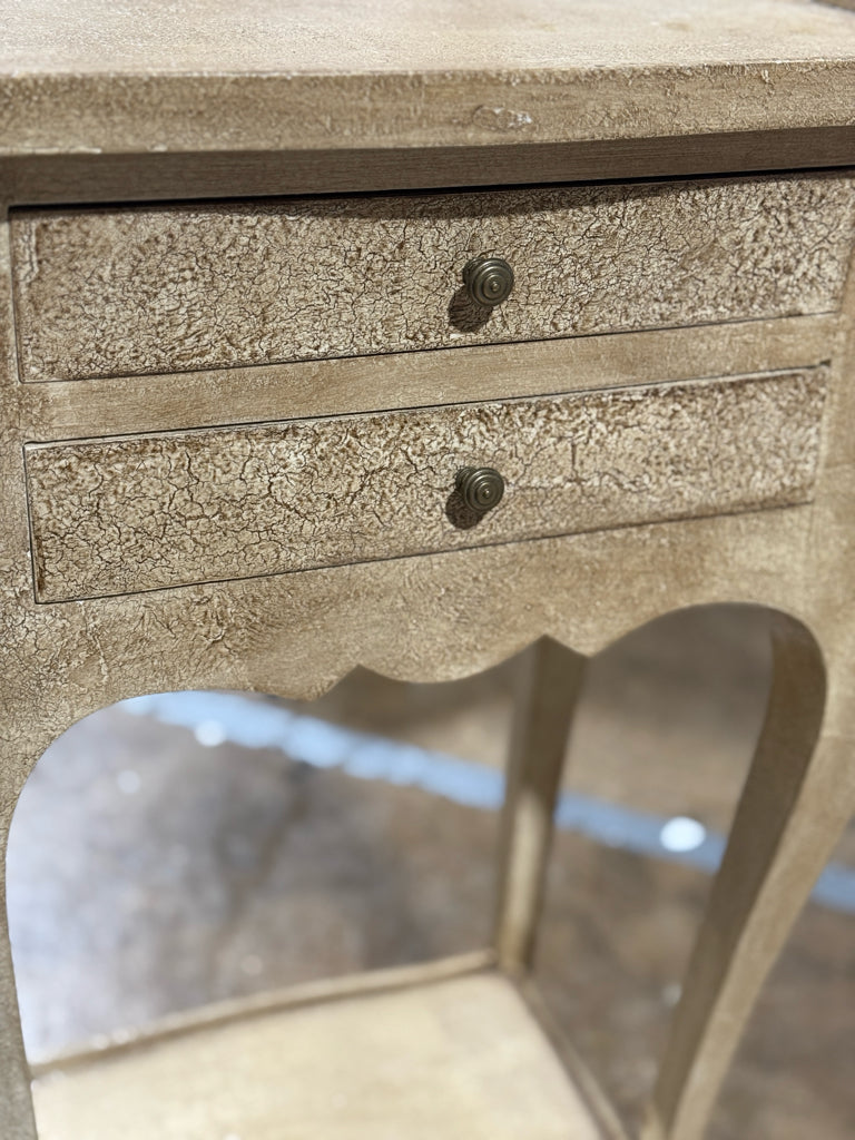 Crackle finish side table, 17"W x 13"D x 31"H