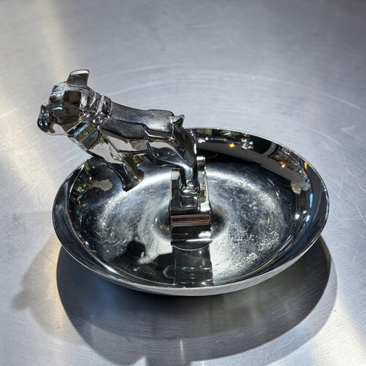 VTG Mack Truck Bulldog Chrome Cigar Ash Tray, 7.5"Dia x 4.5"H