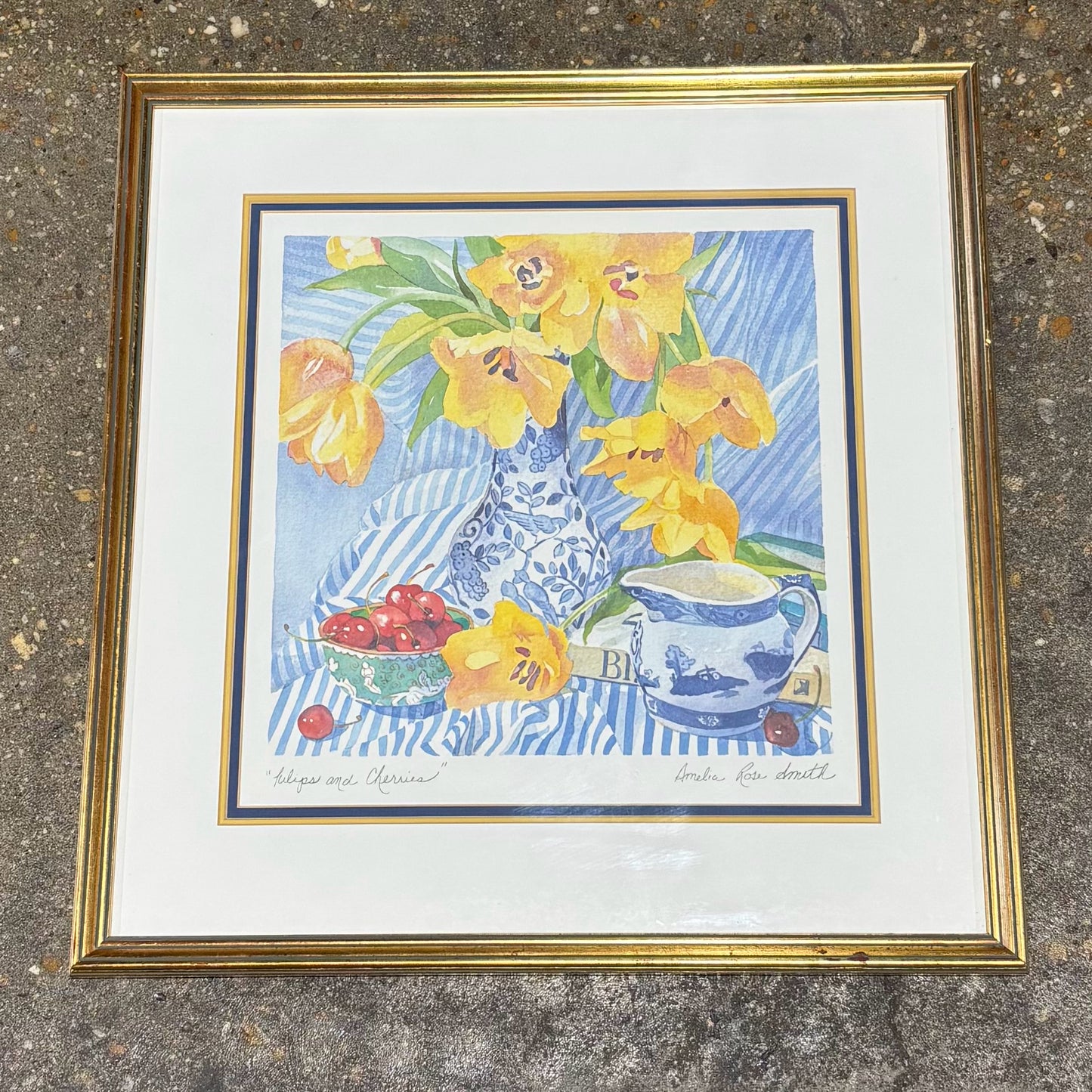 Signed Print "Tulips & Cherries" ", Amelia Rose Smith 19.5" W x 1.25" D x 20" H