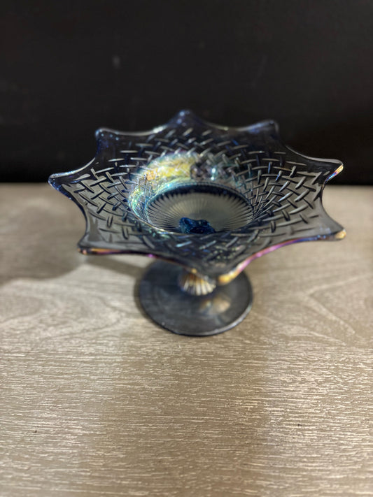 Fenton Carnival Glass Compote 7" W x 4.25" H