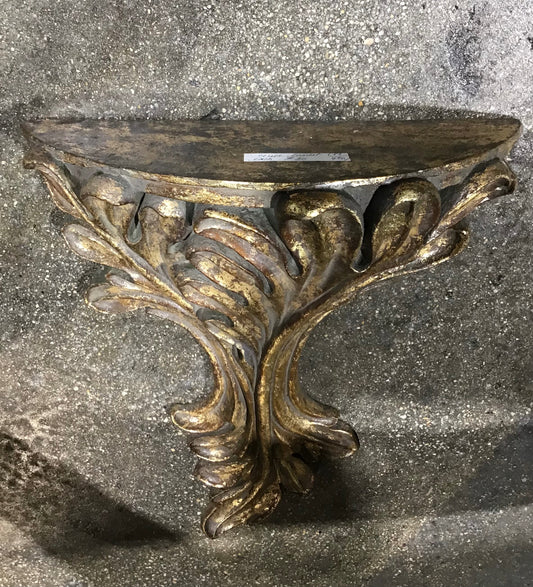 VTG Wood Gold Leaf Wall Sconce, 20.5" L x 6" D x 16.75" W