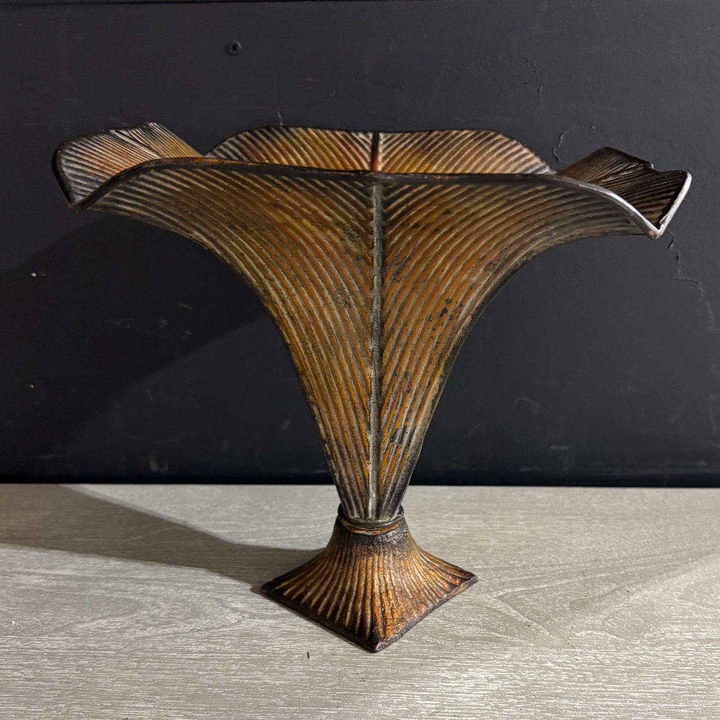 Metal Pedestal Vase 10.5" W x 10.5" D x 10" H