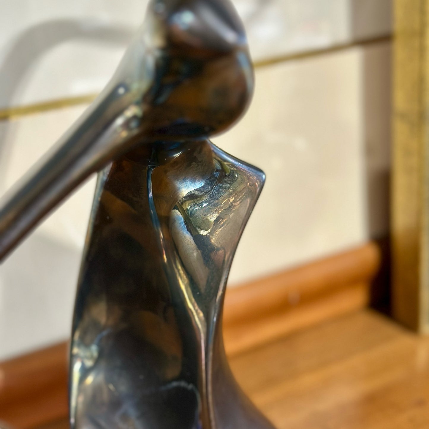 Vintage Ceramic Flying Gull, Dark Gold, 16" H x 12" W x 4" D