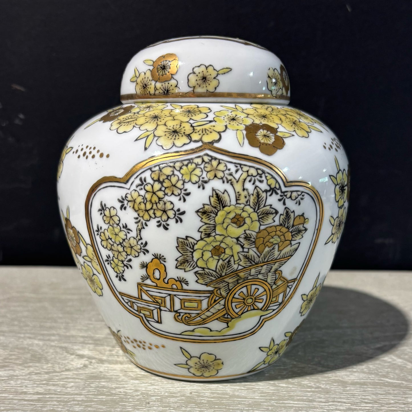 Gold Imari Ginger Jar 17" D x 6.5" H