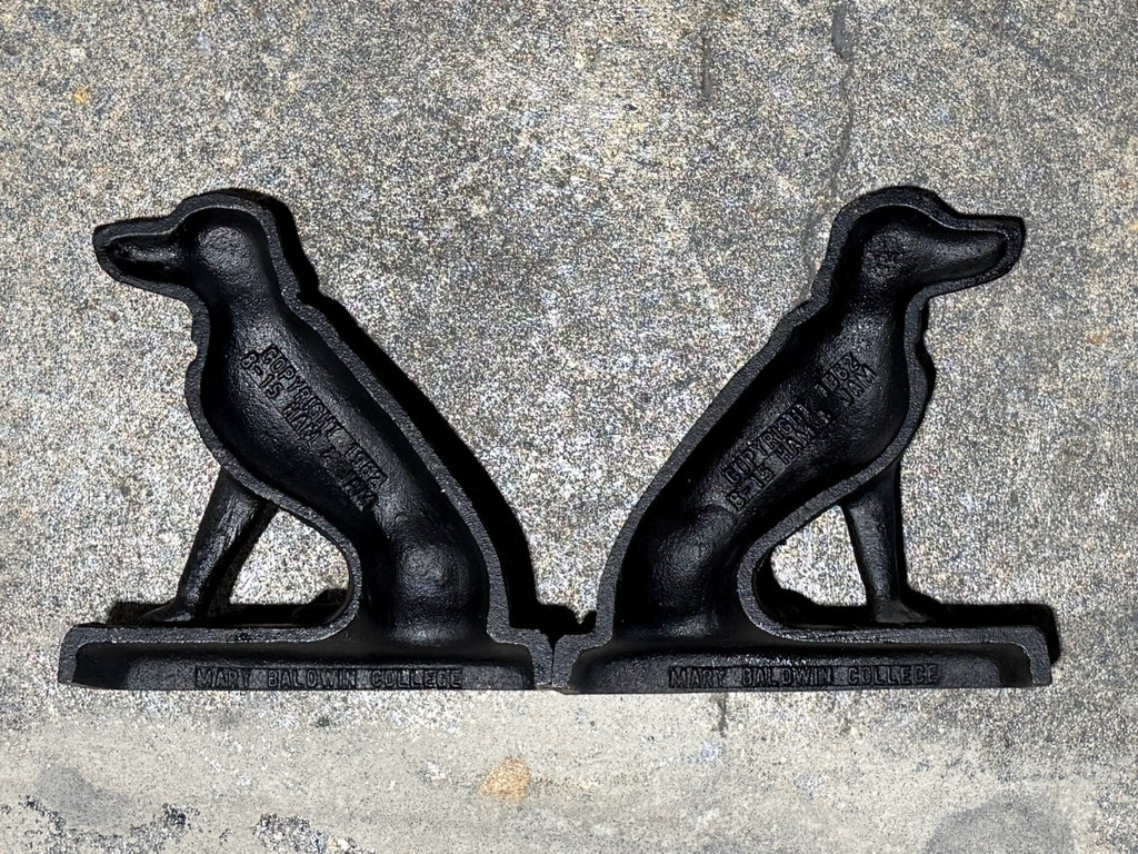 VTG Mary Baldwin "Ham & Jam" cast iron bookends, 7"W x 2"D x 7"H