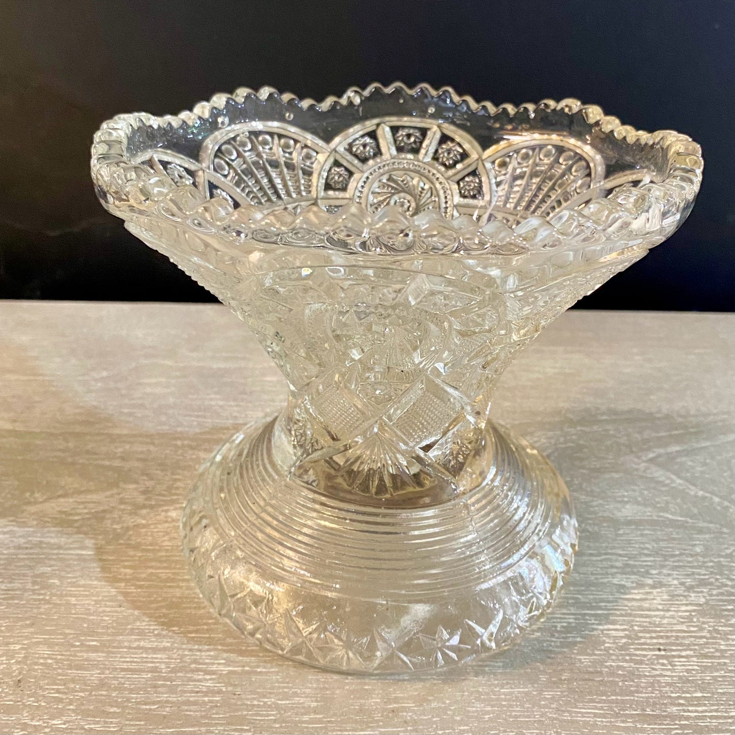 Vintage Pressed Glass Punch Bowl, 12.25"Dia x 10.25"H