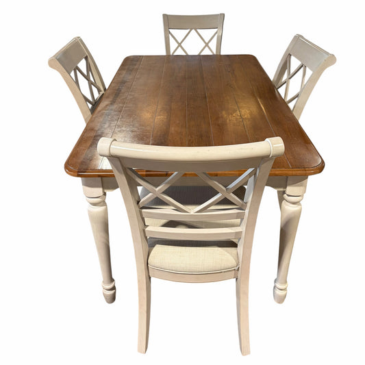 Farmhouse Dining Table w/4 Chairs, 38.25"W x 63.5"L x 30"H