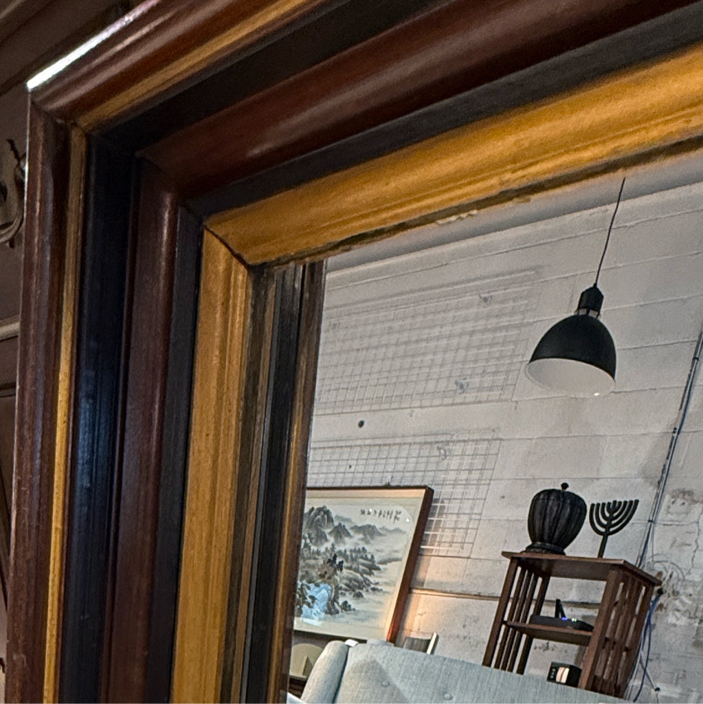 ATQ mahogany mirror, deep frame, gold trim , 18"W x 30"L x 2.5"D