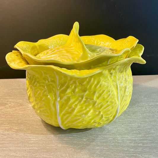 MCM Yellow Cabbage-ware Soup Tureen W/Lid, 7"H x 10"Dia