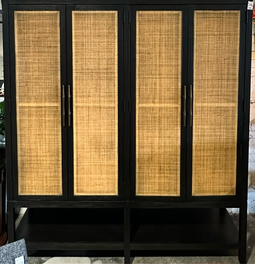 Waikiki wardrobe, rattan doors, espresso finish, 80" H x 72" W x 22" D