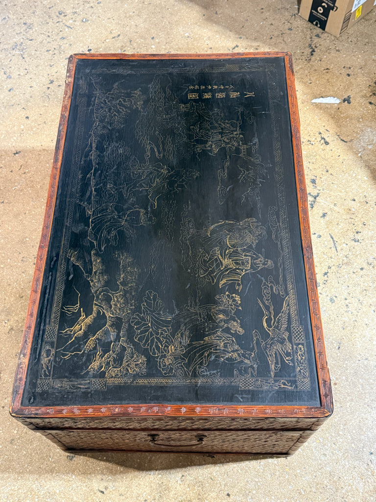 Vintage Maitland Smith Asian Trunk, 31.25"W x 19.5"D x 14.5"H