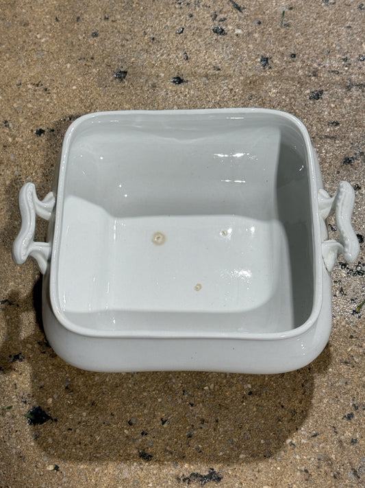 Antique Maddock & Co. ironstone square covered dish, 8"W x 9"L x 5.5"H