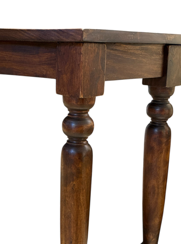 Solid wood demilune/console/desk, 48"W x 24"D x 30.5"H