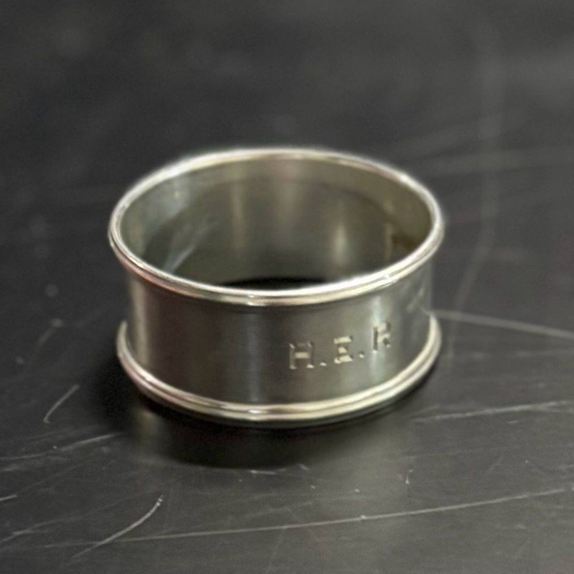 Sterling Silver Napkin Ring, monogram, 1.75" D x .75" H