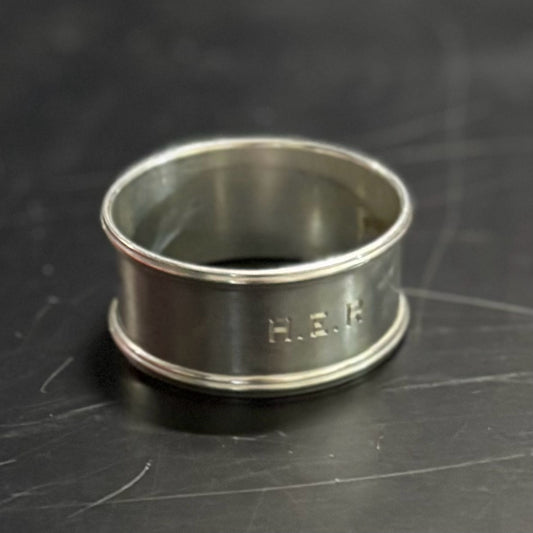 Sterling Silver Napkin Ring, monogram, 1.75" D x .75" H