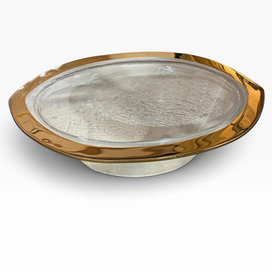 VTG Annieglass Gold Rim Oval Bowl