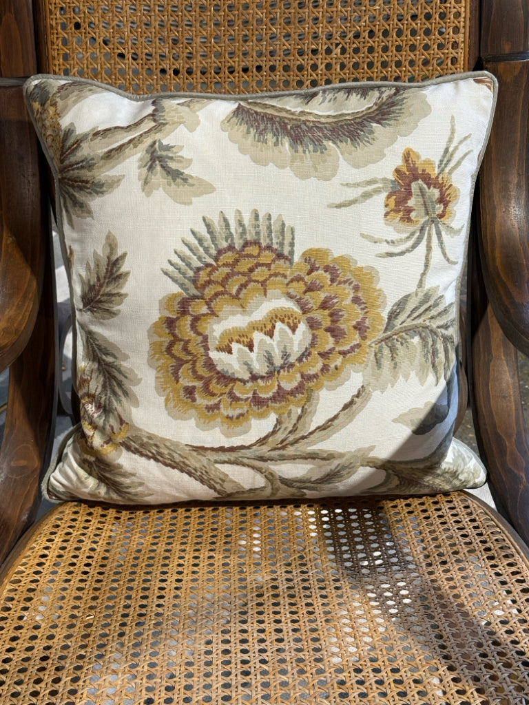 Botanical pillow, neutrals, down filled, 20" X 20"
