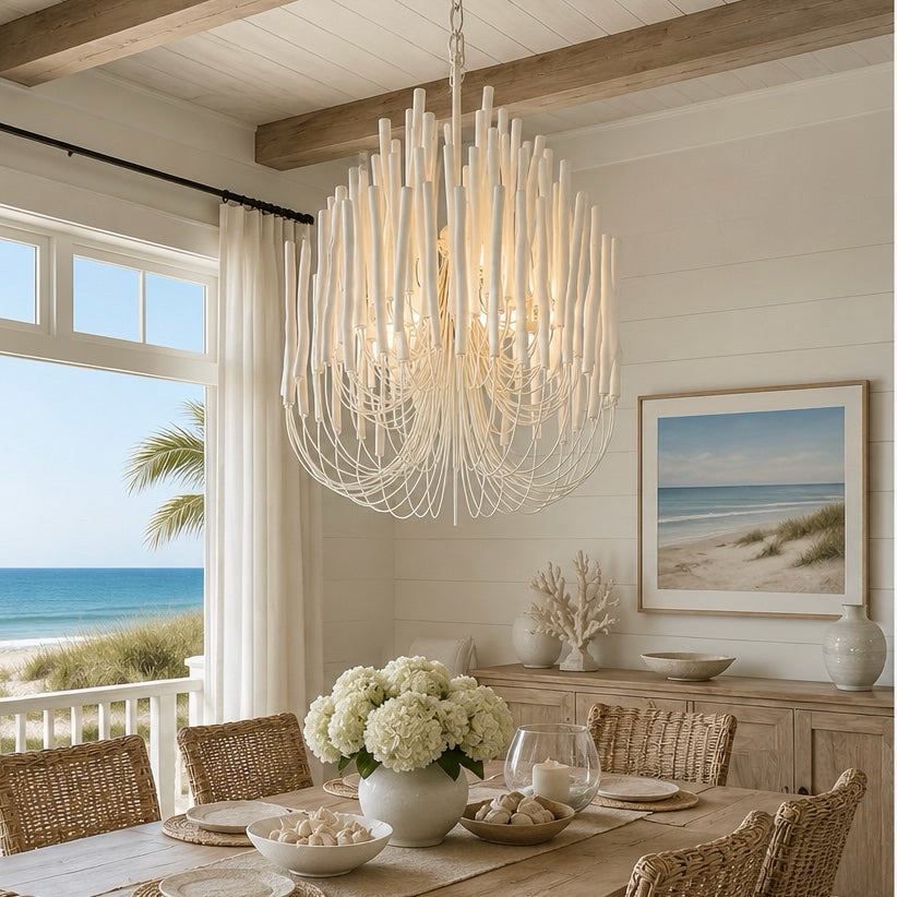 Tilda Small Chandelier, White, 21"W x 21"D x 30"H