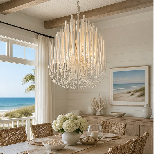 Tilda Small Chandelier, White, 21"W x 21"D x 30"H