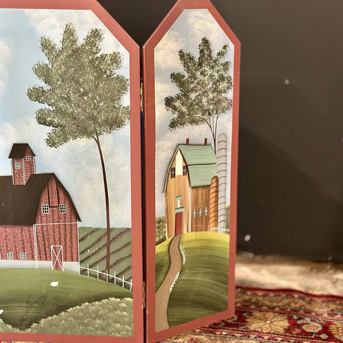 Country Living 3 Panel Fireplace Screen, Warren Kimble Art, 40" L x 30" H
