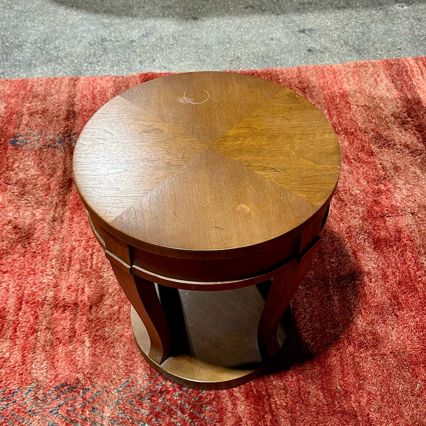 Vintage Round Side Table, 16" Dia x 18" H