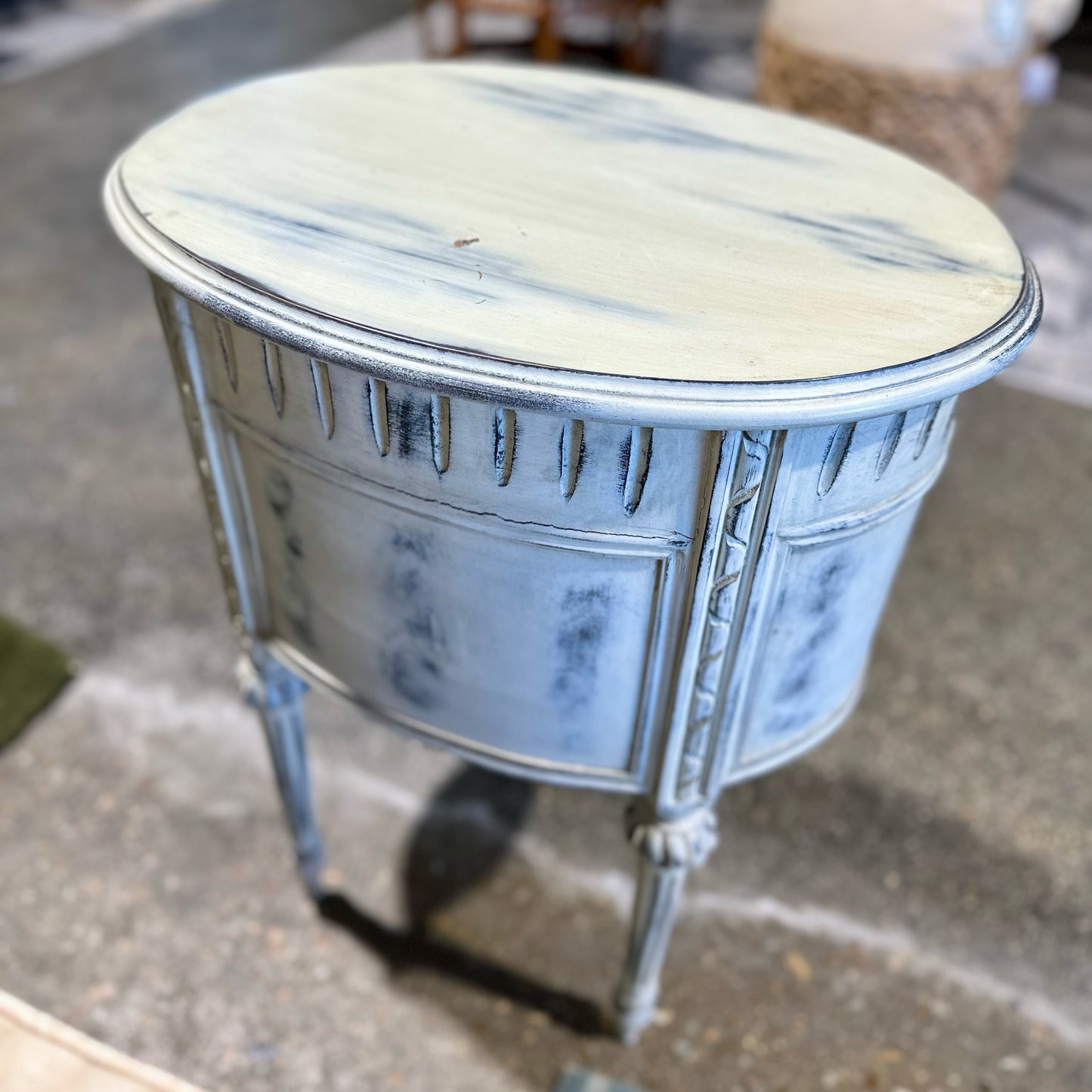 AS-IS Baroque Style 3-Drawer Side Table, Distressed, 20" L x 15" W x 25.5" H