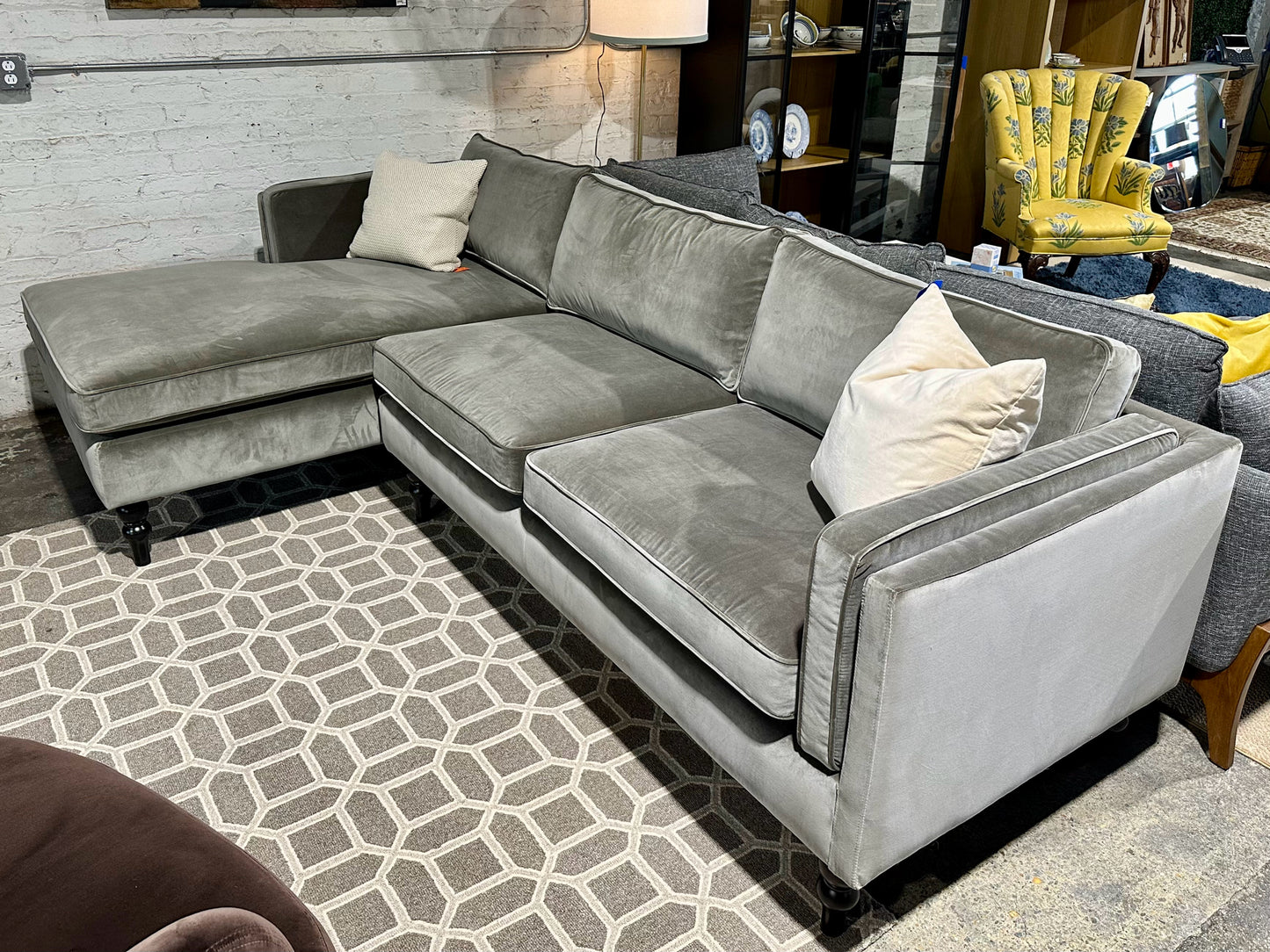 Emery sectional, left chaise, birch, 110" L X 64" D X 35" W X 29" H
