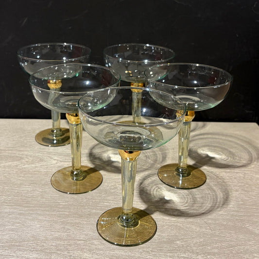 Set of 5 Gold Margarita Glasses