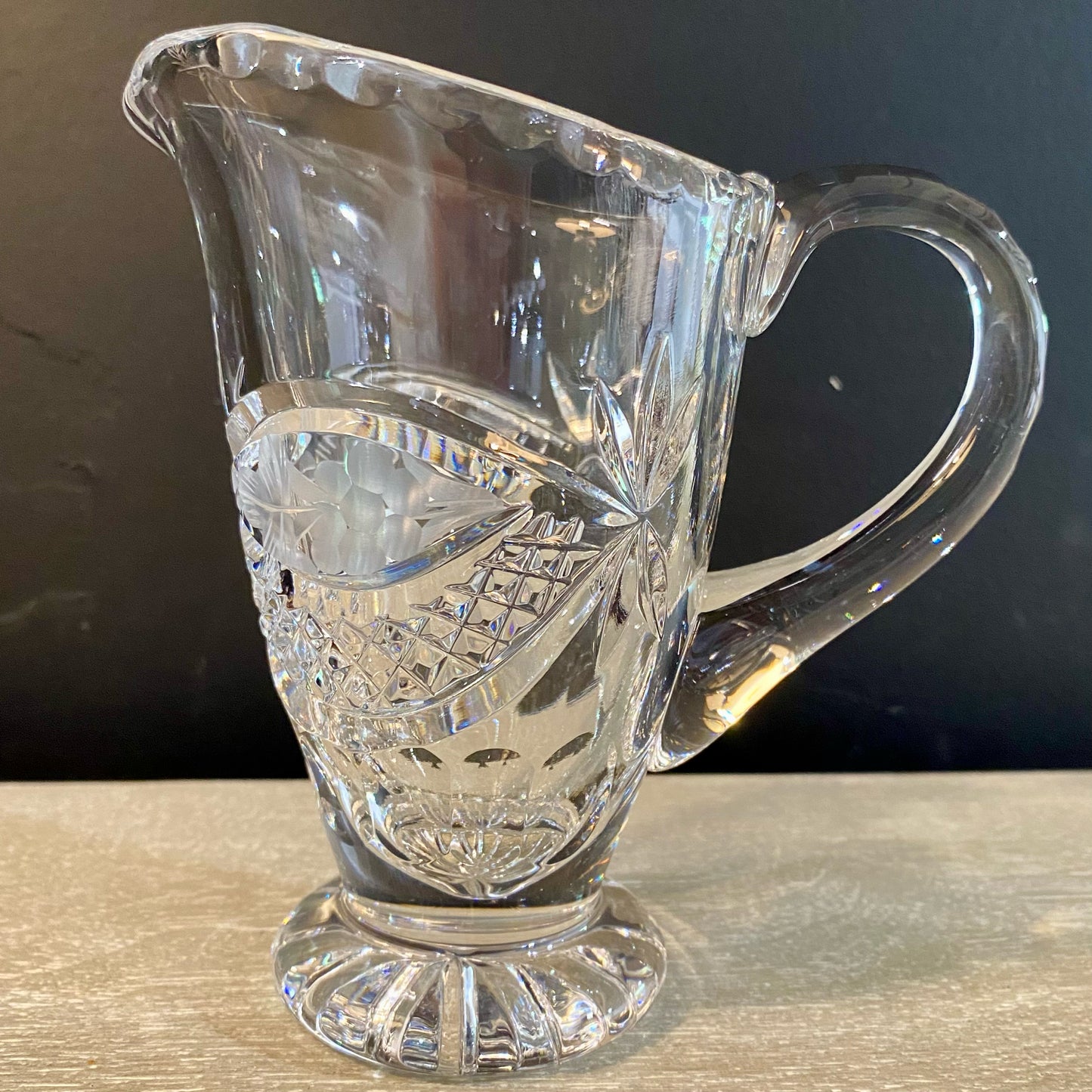 Vintage Crystal Creamer, 5.5"W x 3.25"D x 5.25"H