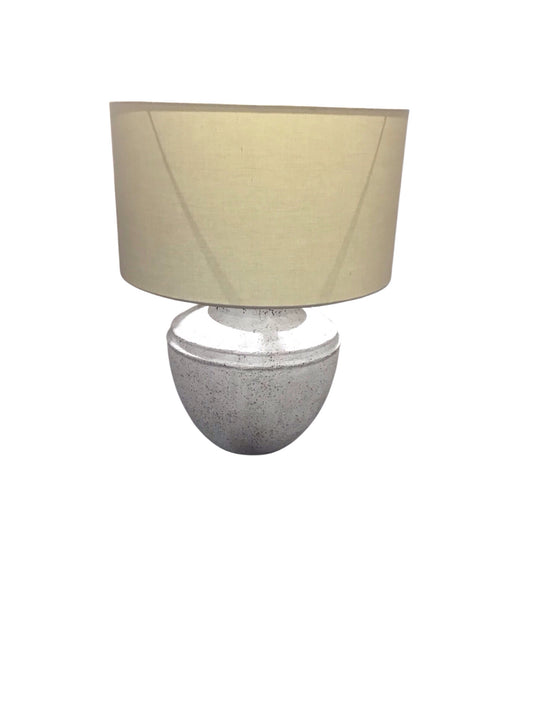 White w/gray Accents Lamp, 18"Dia x 24.5" H