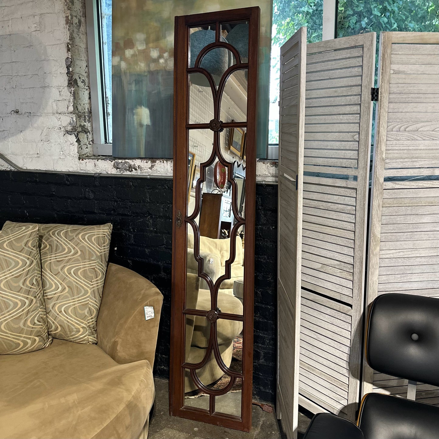 Wood Framed Mirrored Door Panel, 75" L x 16" W x 2" D