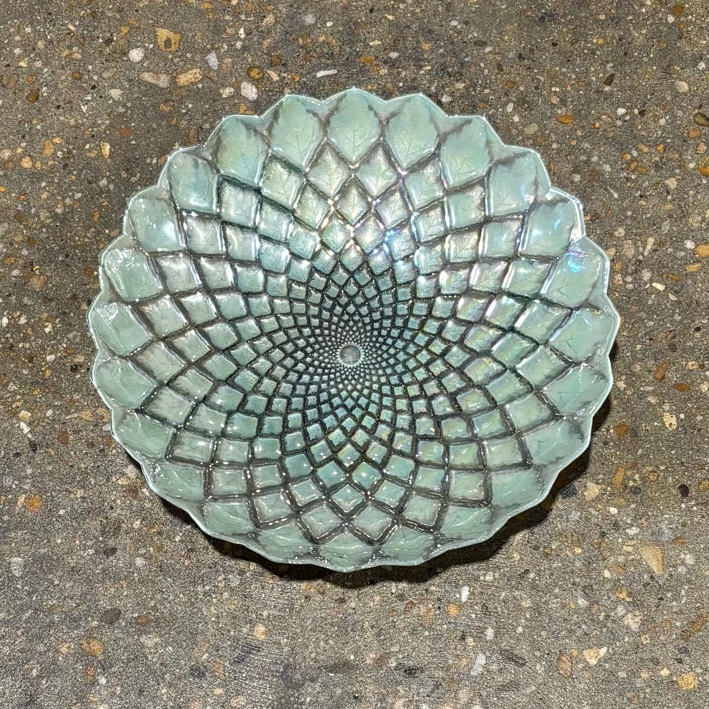 Decorative Green Glass Bowl 16" D x 3" H