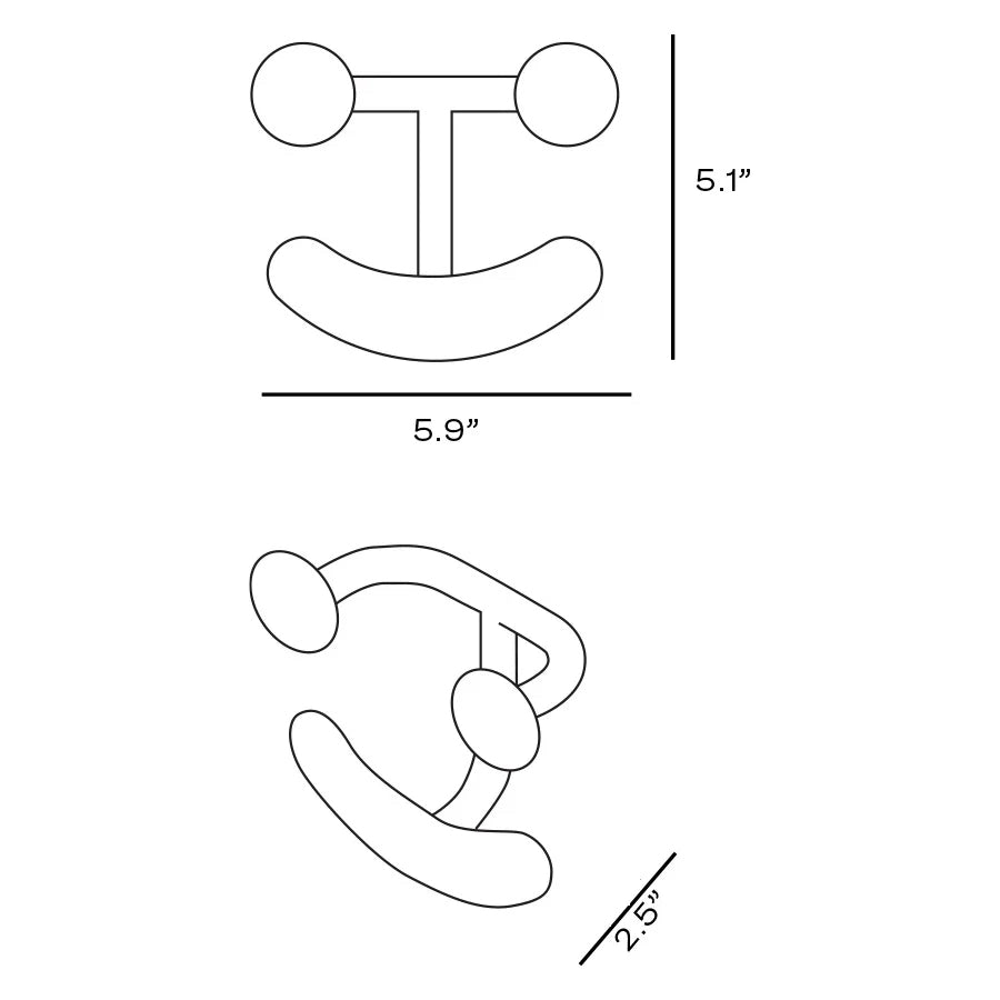 Fritz Hansen Happy Hook, Blush, 5.9" W x 2.5" D x 5.1" H, Power Coat Metal