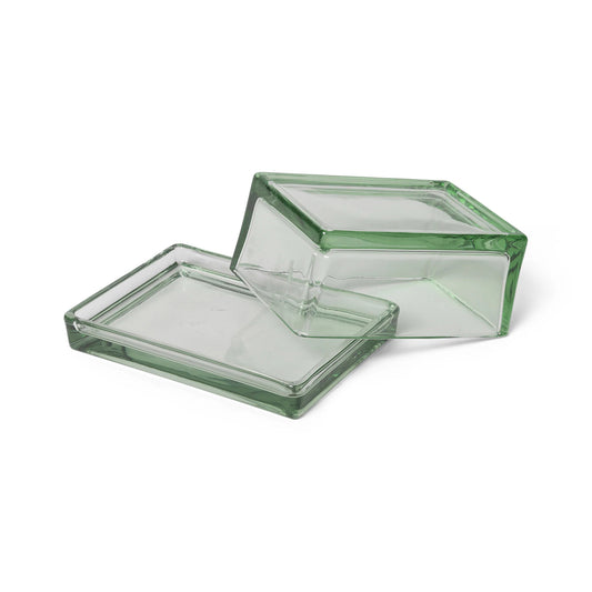 Ferm Living Oli Butter Box, Clear Green Hue Glass, 4.1" W x 5.7" D x 2.8" H