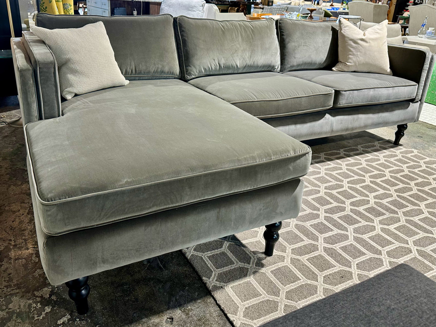 Emery sectional, left chaise, birch, 110" L X 64" D X 35" W X 29" H
