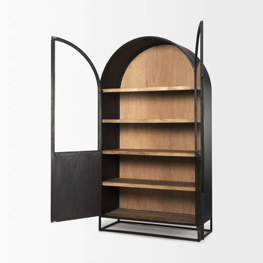 Mercana Sloan Wood Arch Cabinet w/ Metal Frame, Black, (AS IS) 47.5"W x 18.5"D x 85.5"H