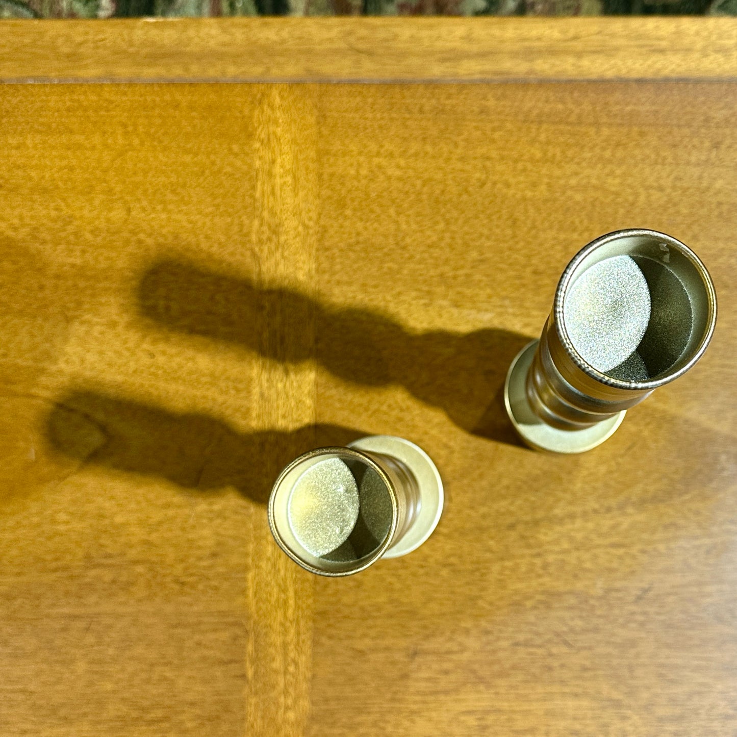 Pair of Metallic Gold Taper Candleholders, 2.5" Dai x 10" H & 13" H