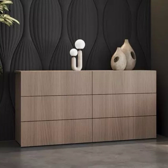 NEW Ayla 6 Drawer Dresser, Brown Elm, 63"W x 19"D x 32.5"H
