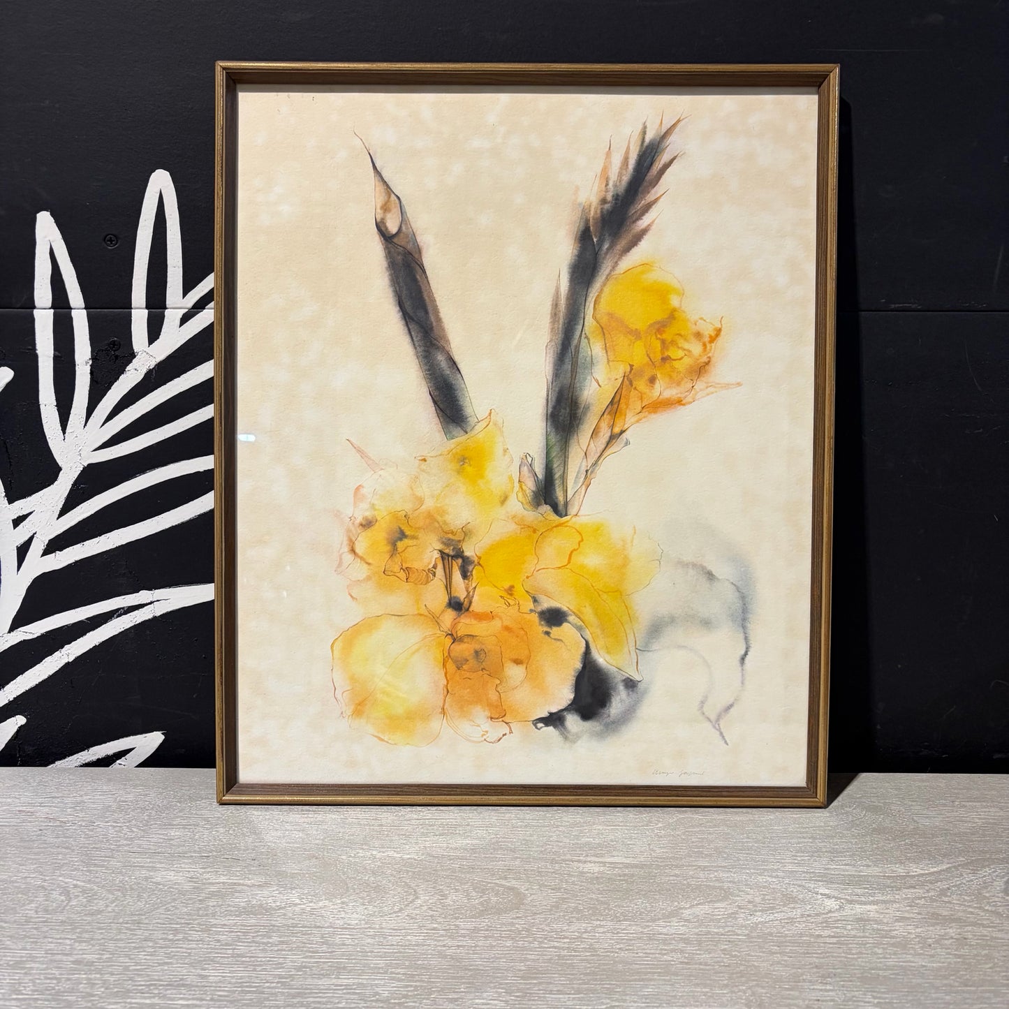Yellow Gladiola by Gasters Offset Lithograph Reproduction, 16"W x 19.5"H