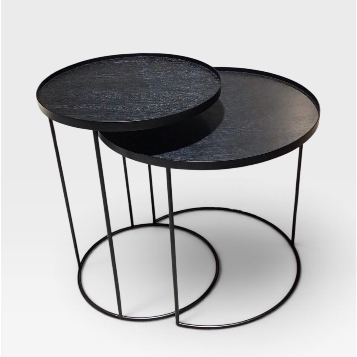 Ethnicraft Round Tray Side Table Set, 24.5"W x 24.5"D x 22.5"H