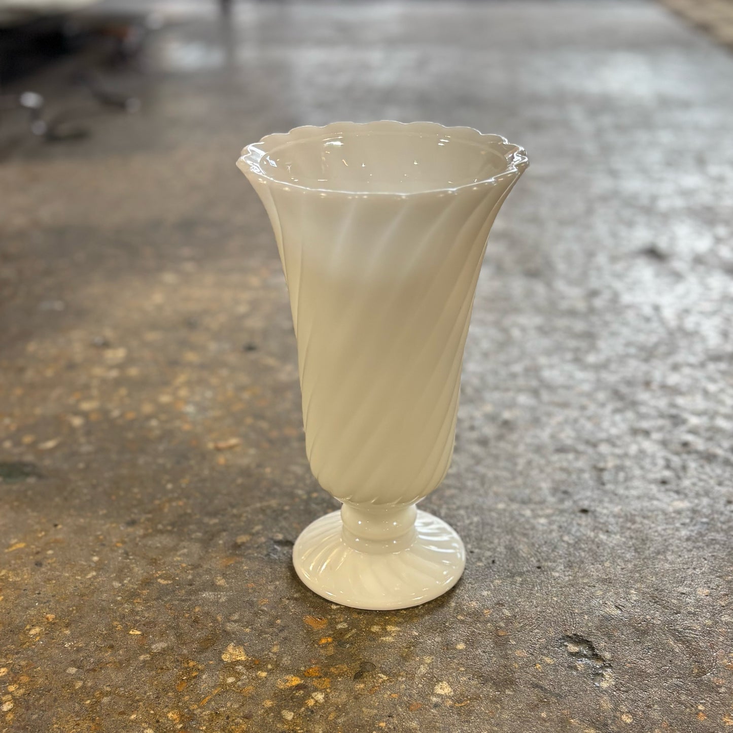E.O Brody & Co. (MJ52) milk glass vase, 9"H x 5"W x 5"D