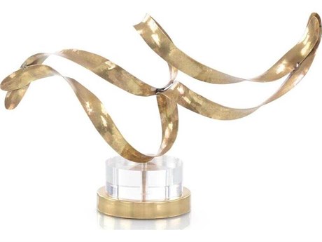 Antique Brass Sculptural Ribbons-III Sculpture, 22" W x 6" D x 13" H