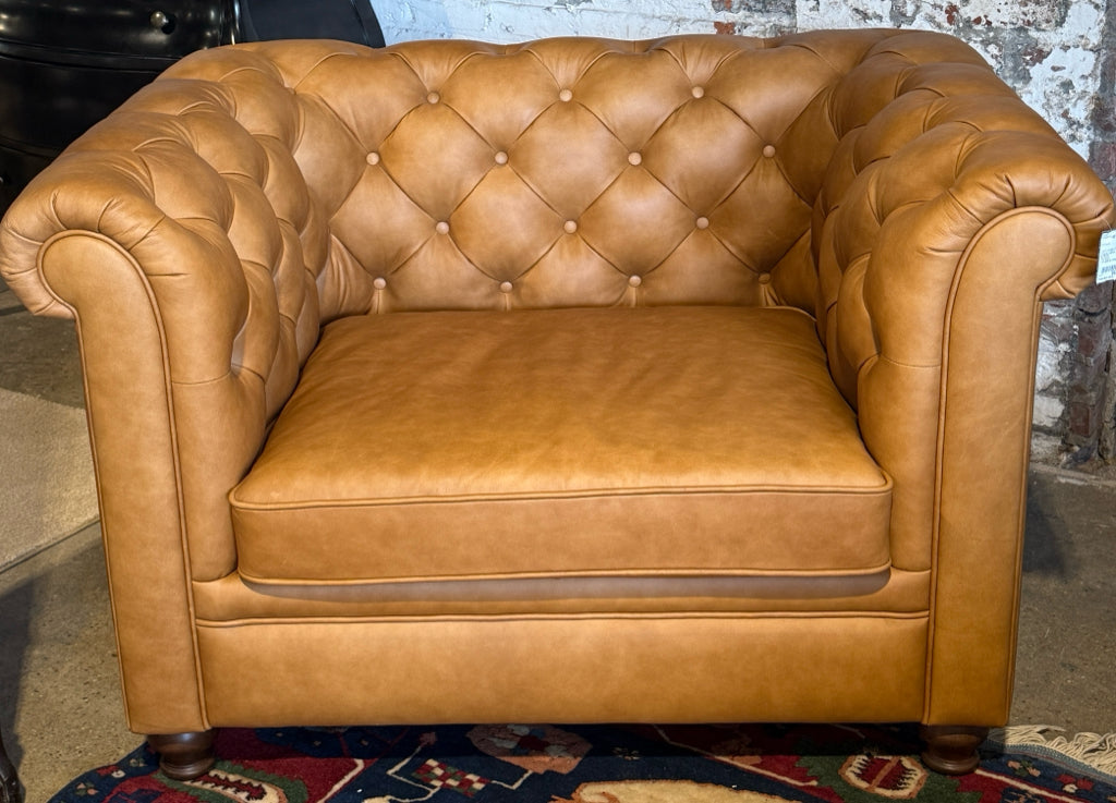 NEW Lyon Lounge Chair - Cognac Leather, 49.5" W x 34" D x 31" H