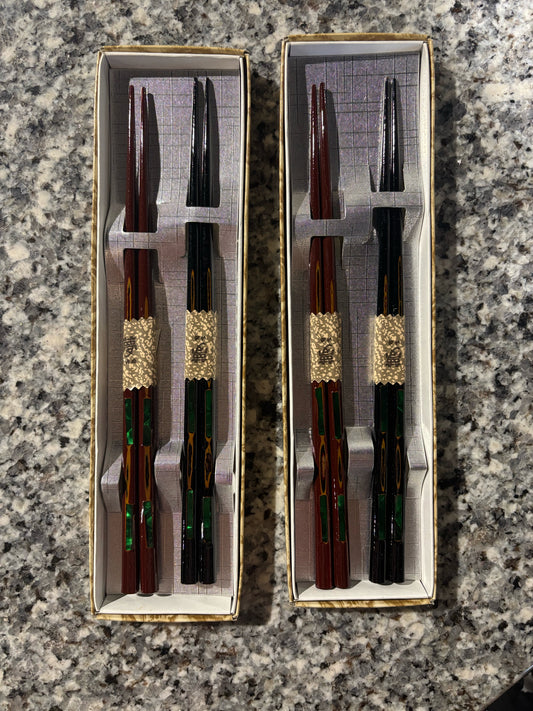 Laquered Wooden Chopsticks x 2 Sets