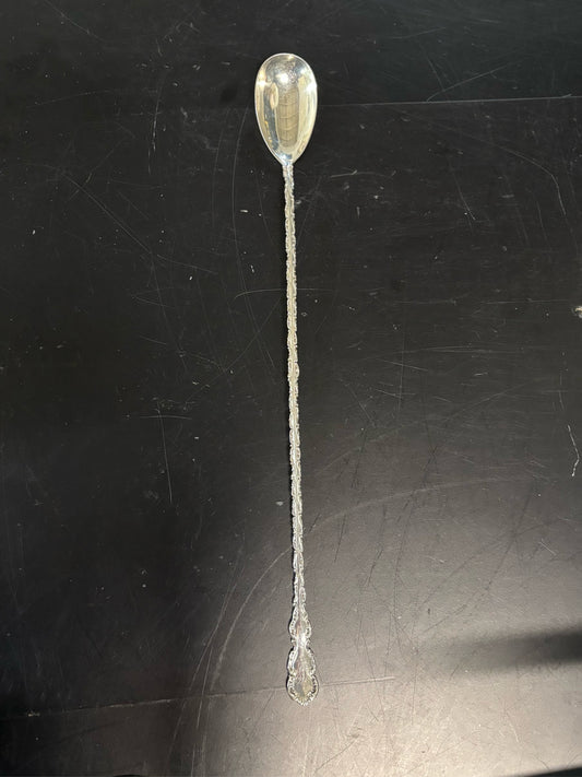 Sterling Cocktail Stirring Spoon Beaded Pattern, 14.25" L x 2.5" W