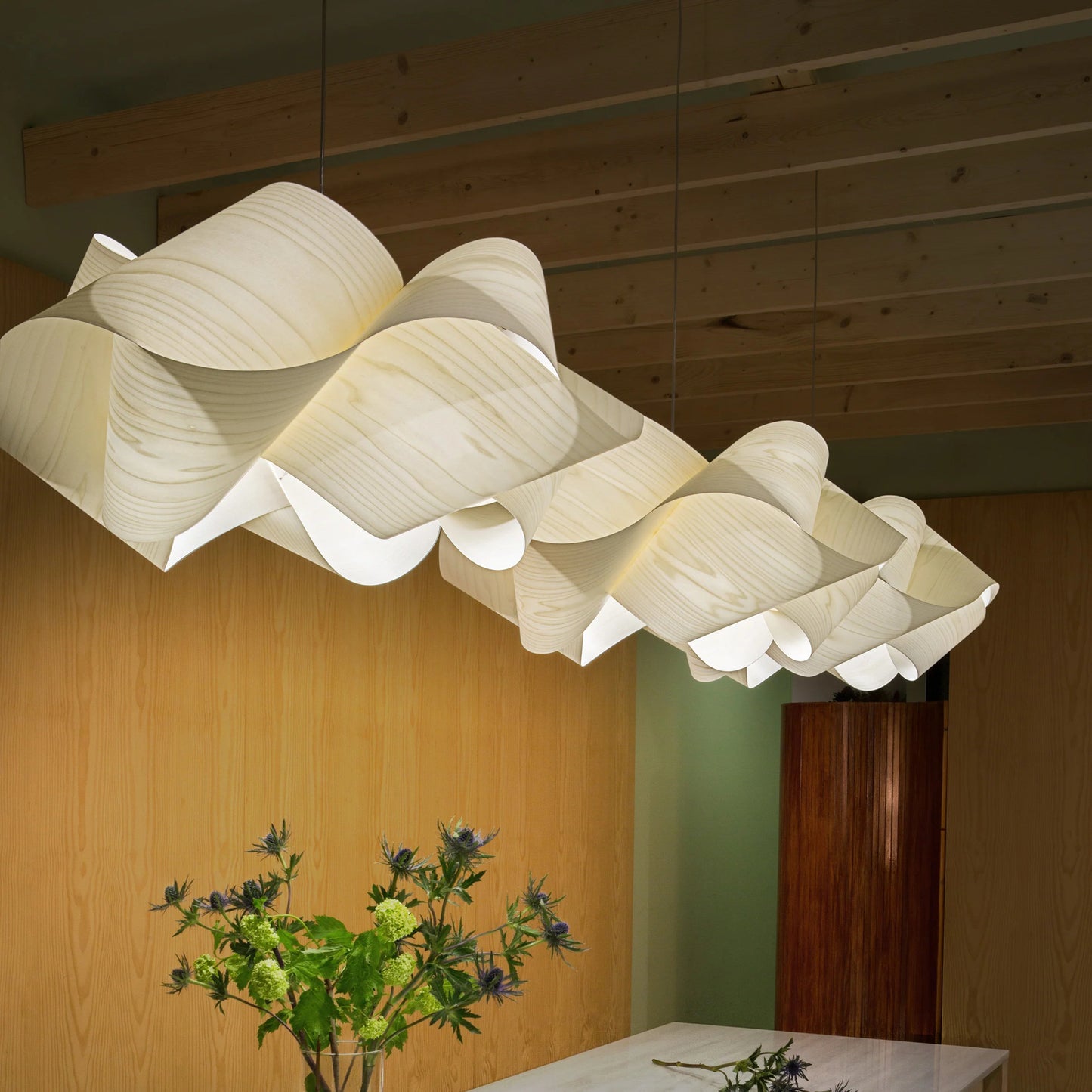 LZF Swirl Pendant Light, Ivory & Matte White, 29.5" Dia x 13.8" H