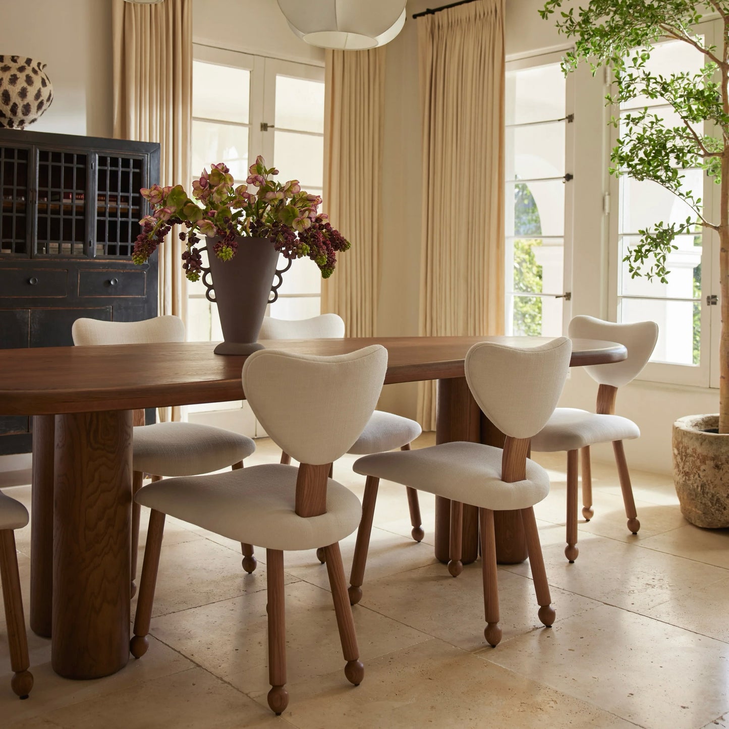 PAIR of Fontaine Dining Chairs by Aimee Song, Ivory Linen, 19" W x 22" D x 33" H