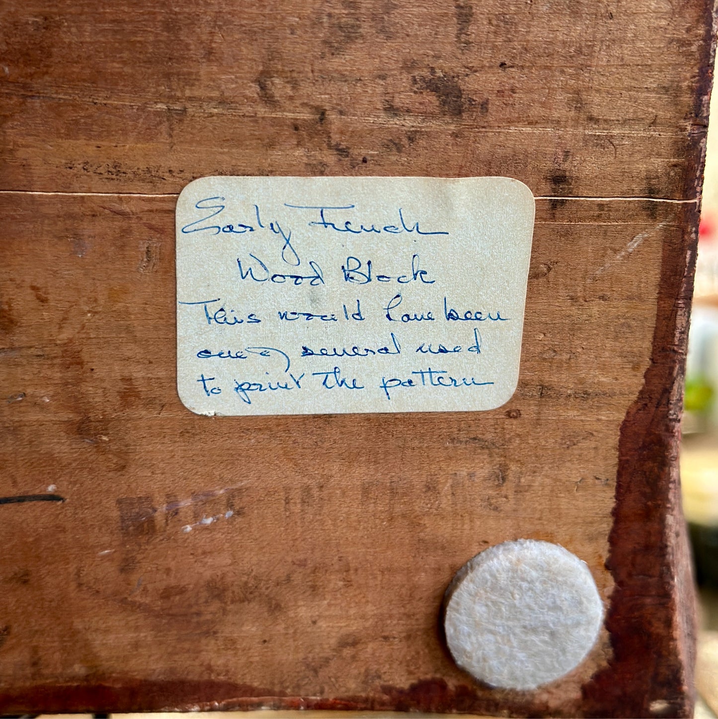 Vintage Wood Printing Block, Early French, 13.5" W x 13.5" L x 2" D