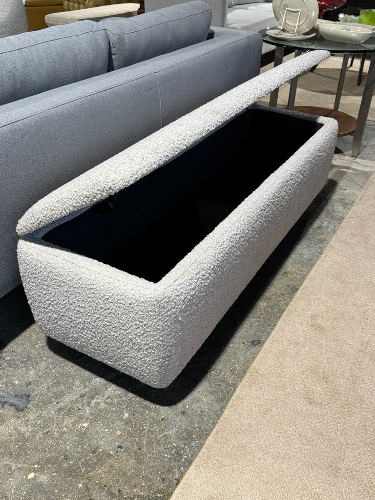 NEW Amalia storage bench, sand boucle, 58" W x 18.75" D x 18.25" H
