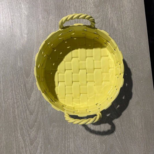 Yellow Woven Pottery Bowl, 10"Dia x 5"H